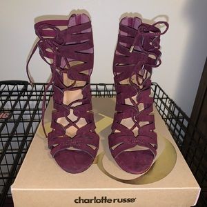 Wine colored chunky heels